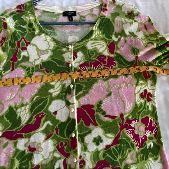 Talbots Super Soft Floral Print Summer Button Up Lightweight Cardigan petite sm - Picture 11 of 12